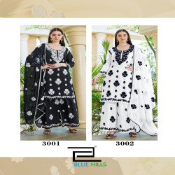 Women's Embroidered Rayon Palazzo Suit Set with Nazneen Dupatta
